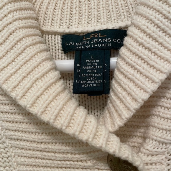 Lauren Ralph Lauren Cream Knit Poncho Sweater, L - Picture 5 of 6